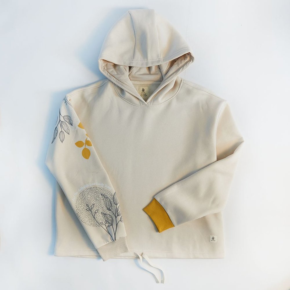 Floral Fusion Adult Woman Alabaster Hoodie | Egyptian Made Applemint & Cocoa